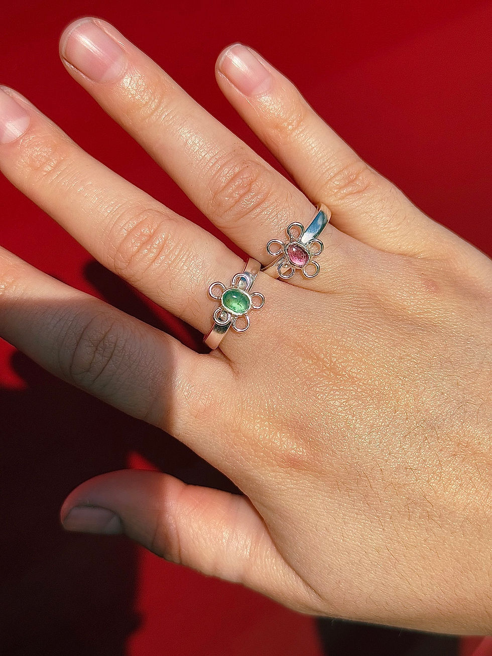 Thumbnail: sterling silver tourmaline flower