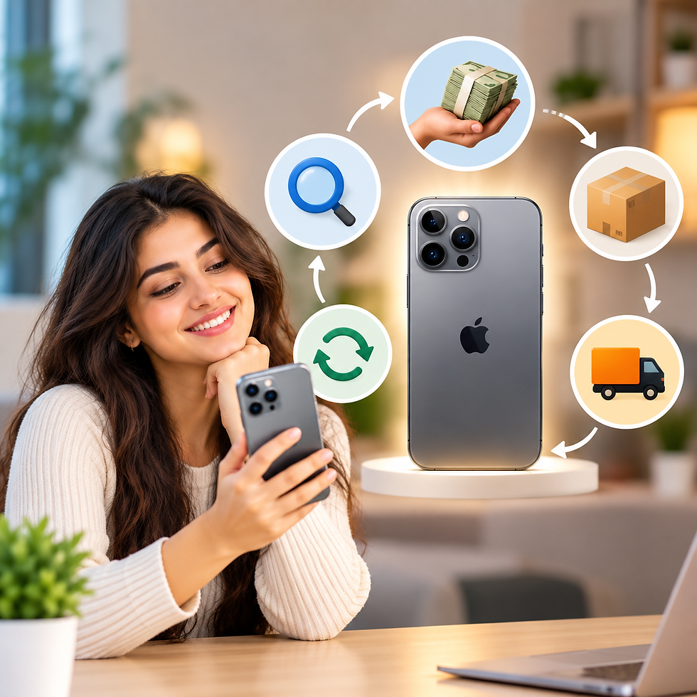 Smiling Woman Selling Phone Online.png