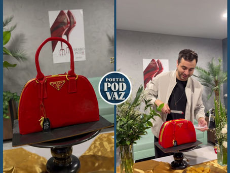 Bolo de bolsa Prada chama atenção em pré-estreia de "O Diabo Veste Prada 2"