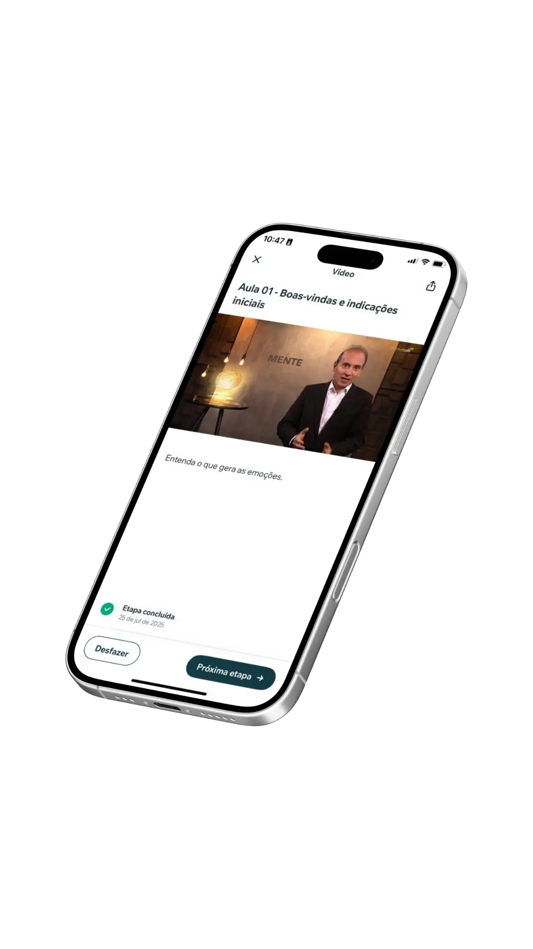Plataforma do curso no celular