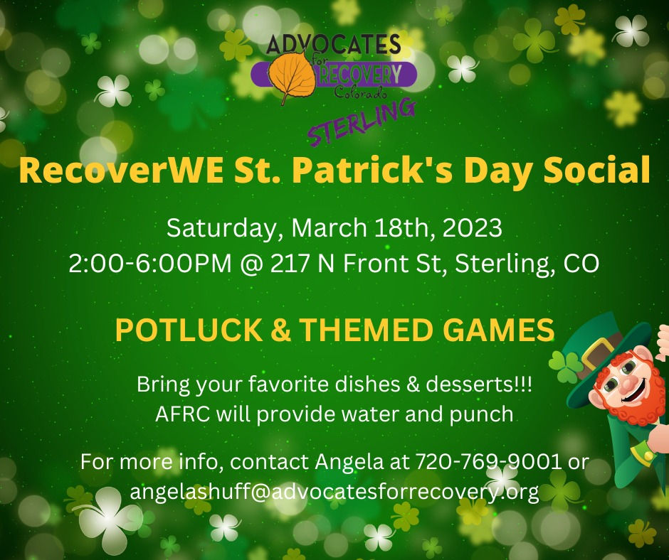 RecoverWE St. Patrick's Day Social - Sterling, CO