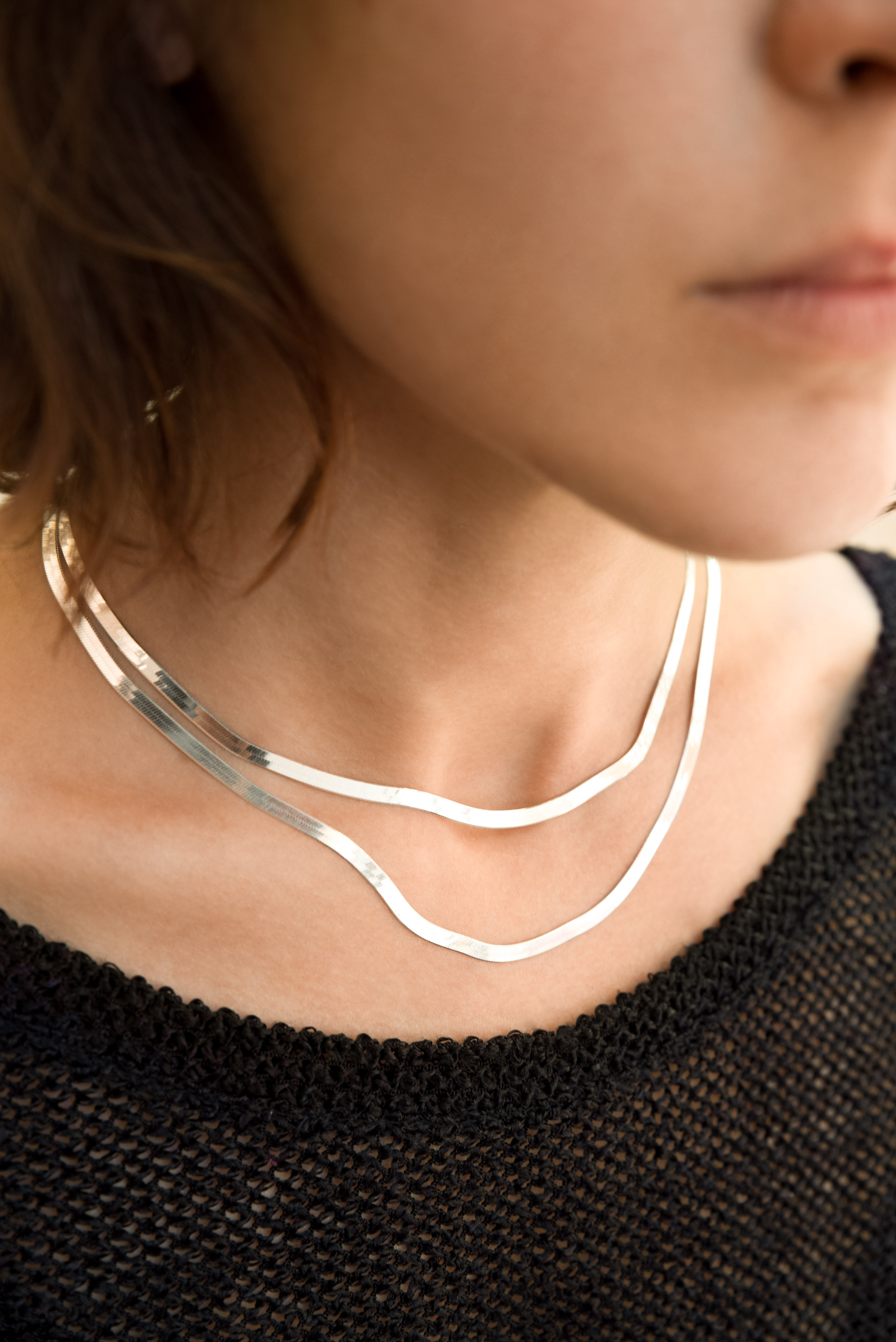 Thin herringbone chain | Meberr Studio