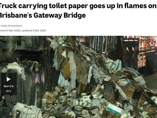 Truck carrying toilet paper goes up in flames on Brisbane's Gateway Bridge