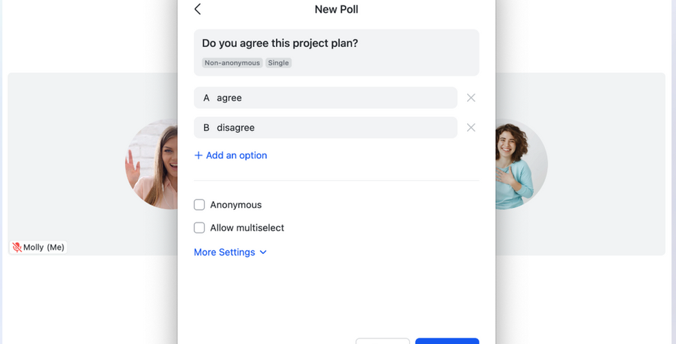 Hình chụp giao hiện Lark Poll trong sản phẩm Lark Suite
