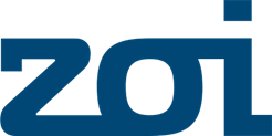 Blue text "zoi" on a white background with a modern, minimal design.