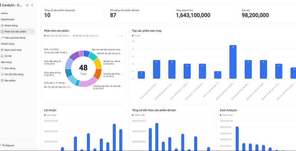 Hình chụp giao diện Lark Base dạng App, mô tả về hệ thống quản lý CRM