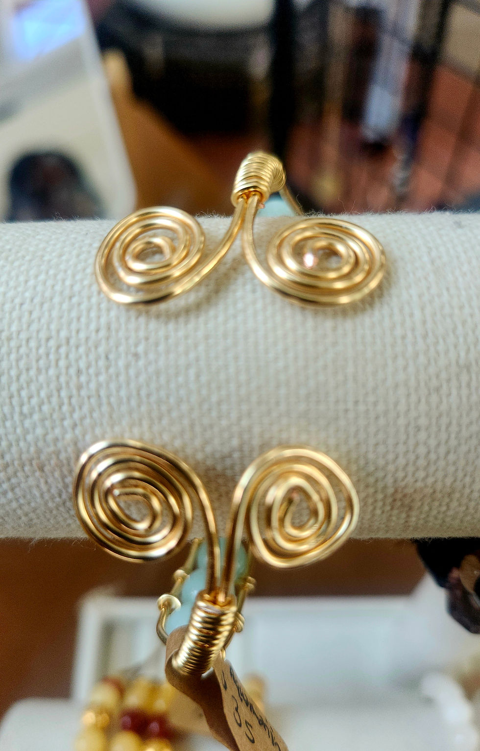 Thumbnail: Aquamarine Copper Wired Bracelet