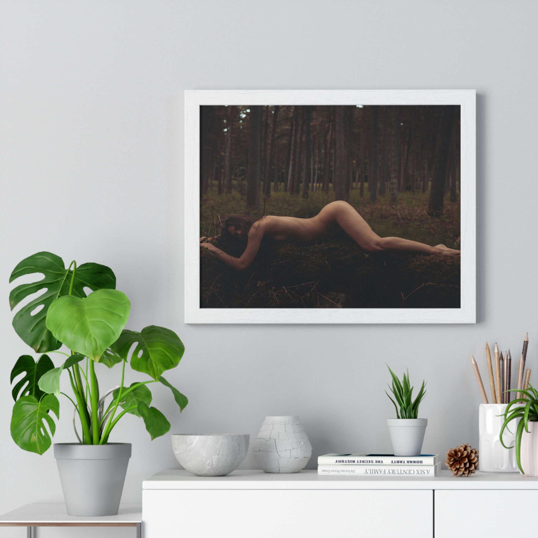 Elegant Nude Art Horizontal Framed Poster - Modern Home Decor