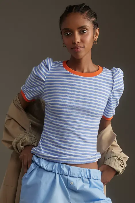 Puff Sleeve Striped Top