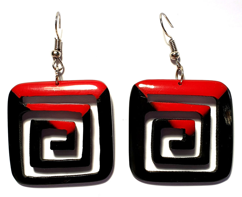 Miniature : boucles d'oreilles en corne de madagascar