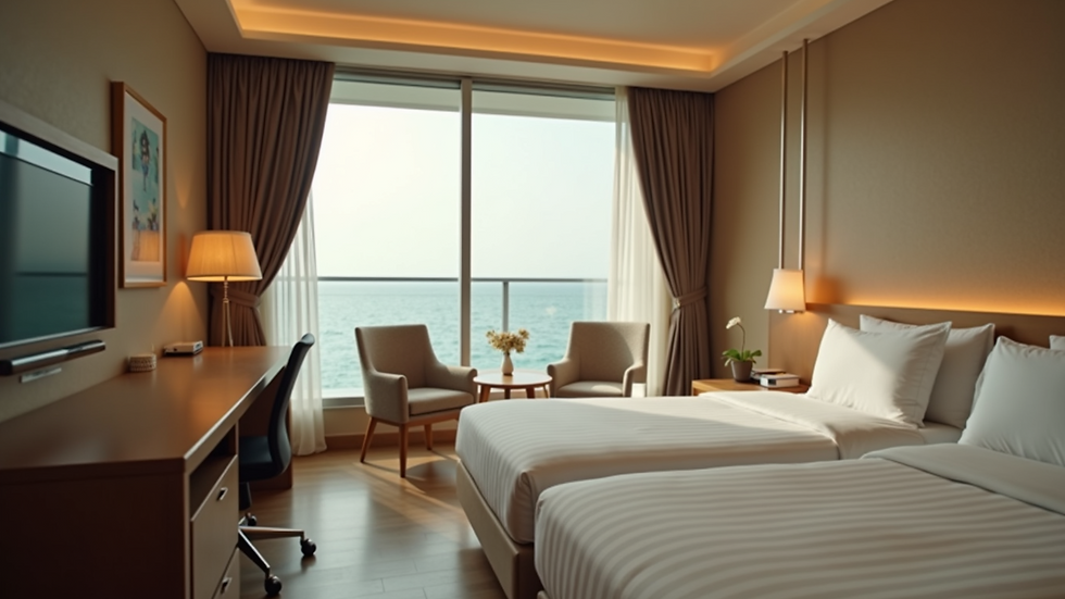 Eye-level view of a cozy hotel room near U-Tapao Airport