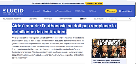 Aide à mourir : l’euthanasie ne doit pas remplacer la défaillance des institutions
