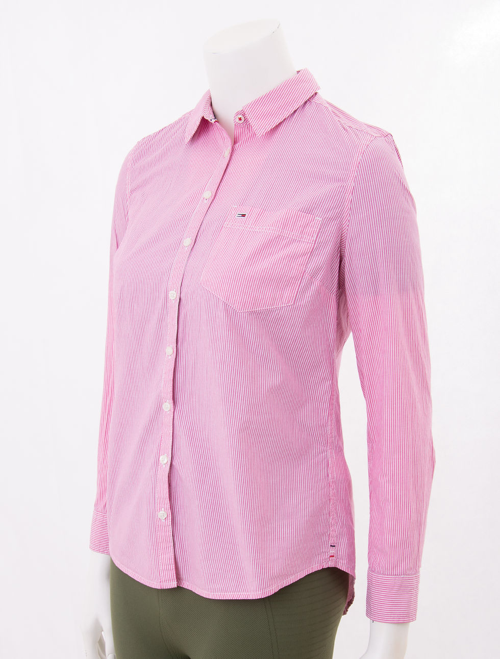 Miniaturbild: Tommy Jeans Bluse Damen S rosa/weiß gestreift Hemd Langarm