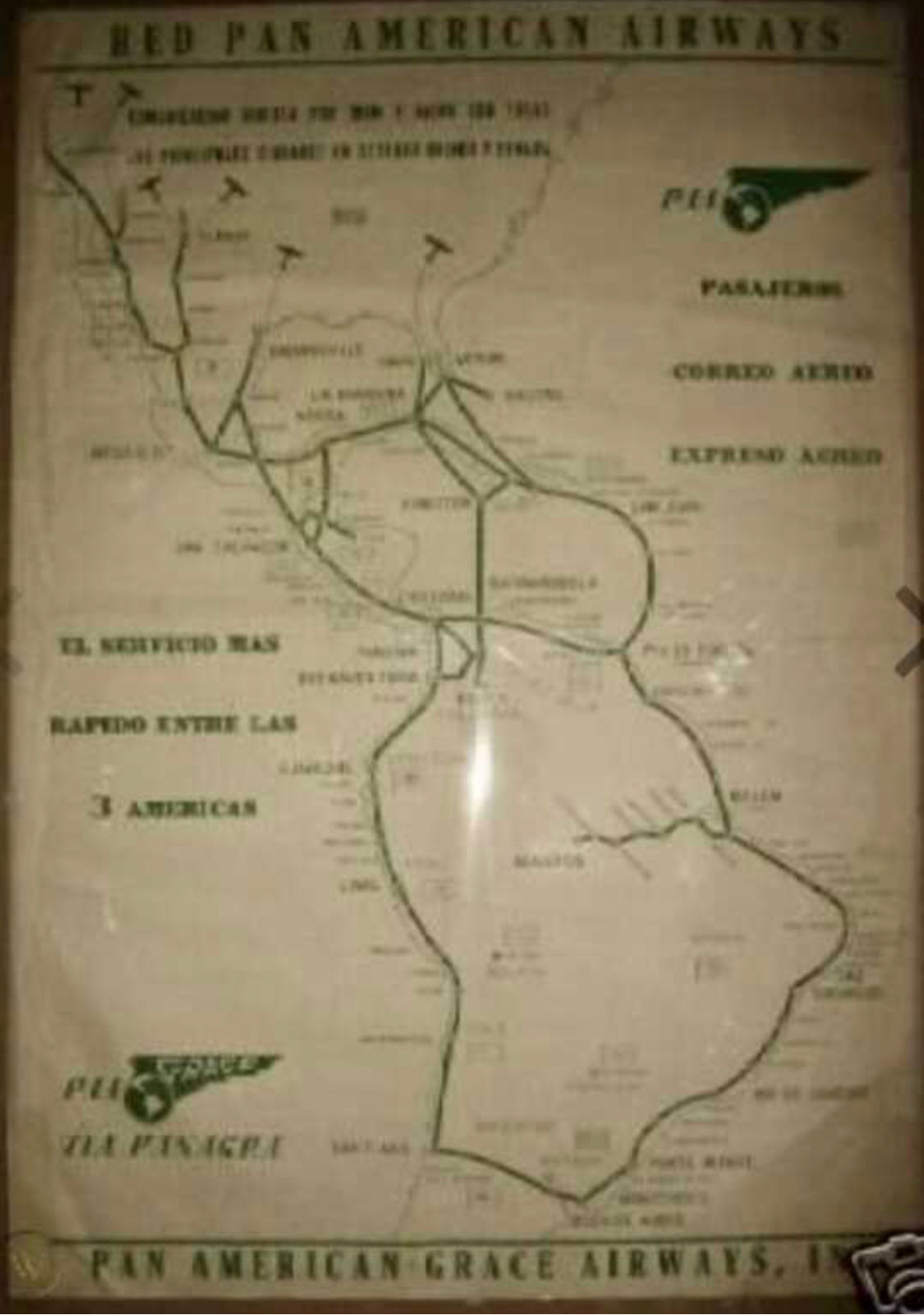 PAA Panagra Route Map 1930s