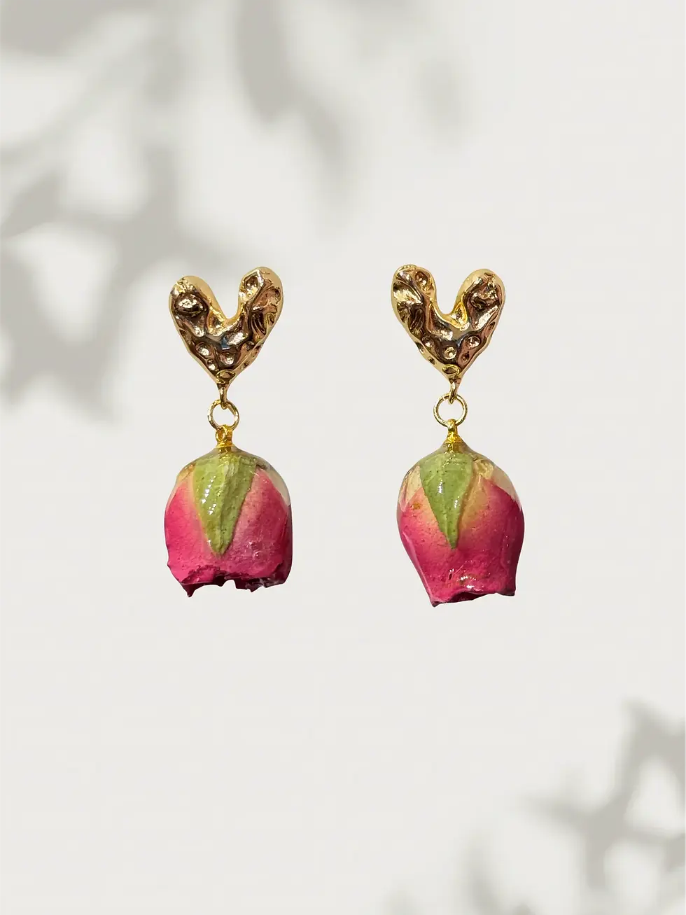 Thumbnail: Rose Irregularity Heart Stud Earrings