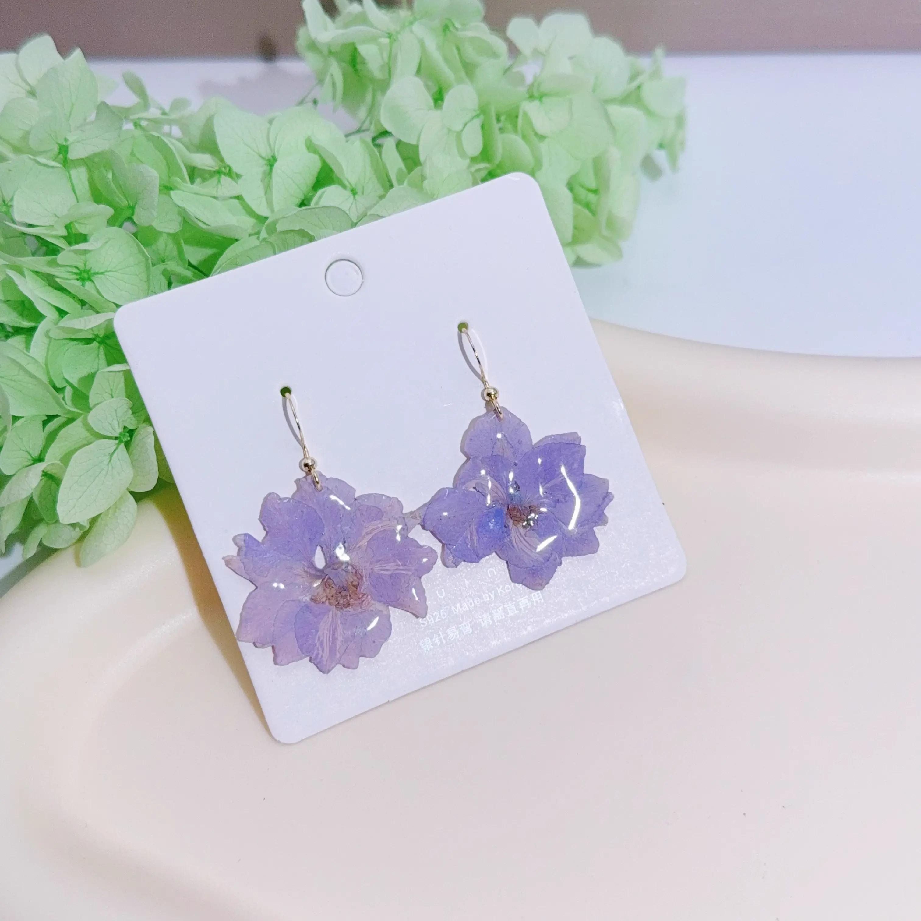 Real Purple Hydrangea Earrings