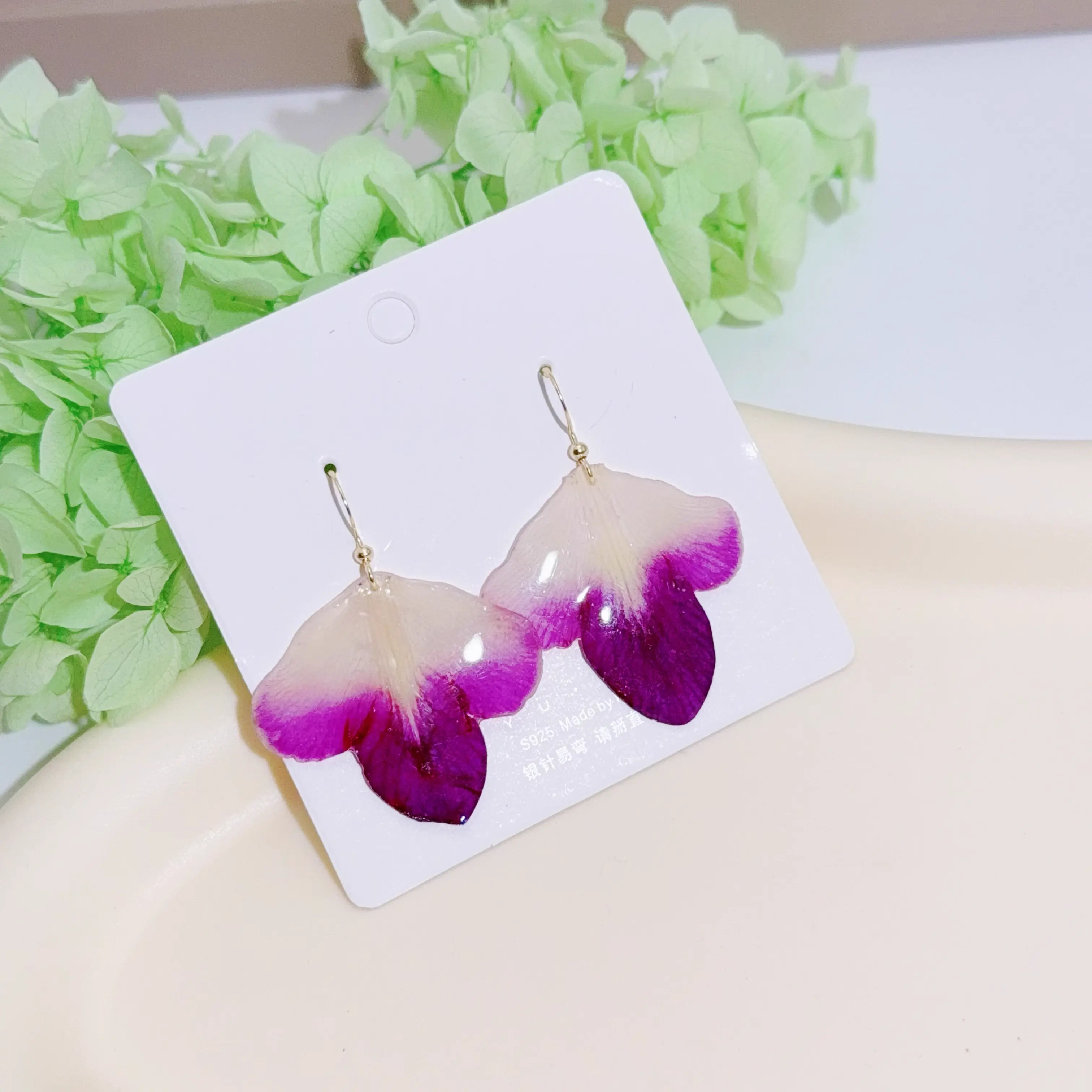 Real Purple Orchid Earrings