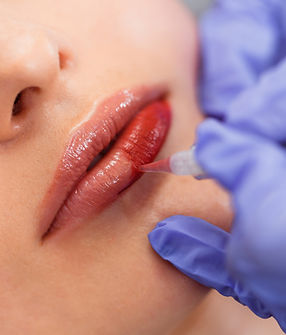 Lip Blush treatment being carried out at Ink & Glow, Welwyn, Hertfordshire