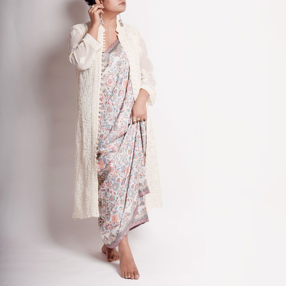 Thumbnail: Champagne Chikankari OverCoat