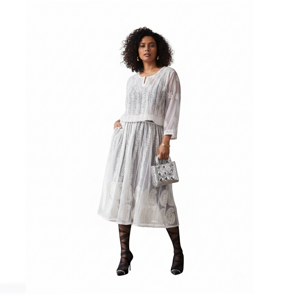 Aura Anarkali Chikankari Dress