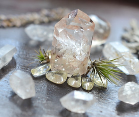 Meditation Grid Kit. Quartz Tower, Natural Citrine, Herkimer Diamonds, Quartz Points, Lave