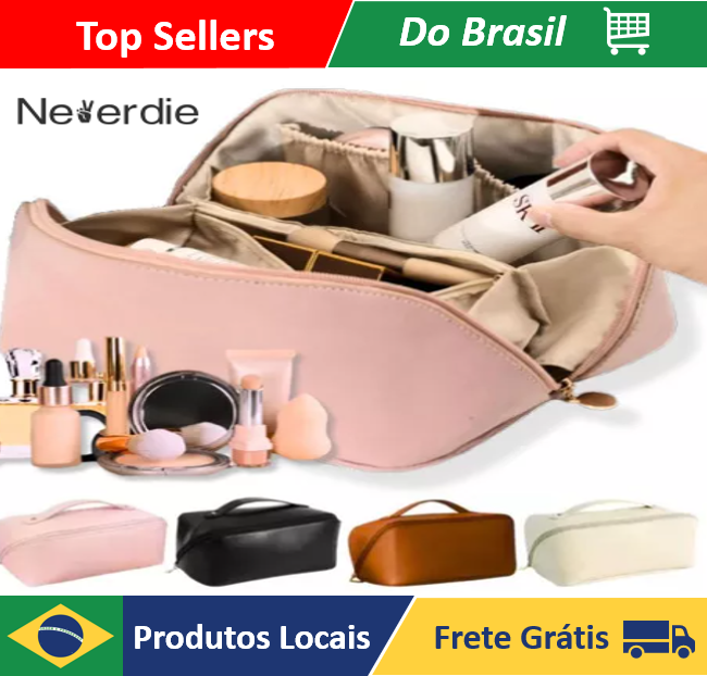 Women's Necessaire Large Capacity PU Leather Cosmetic Handbag Portable Travel-Ne