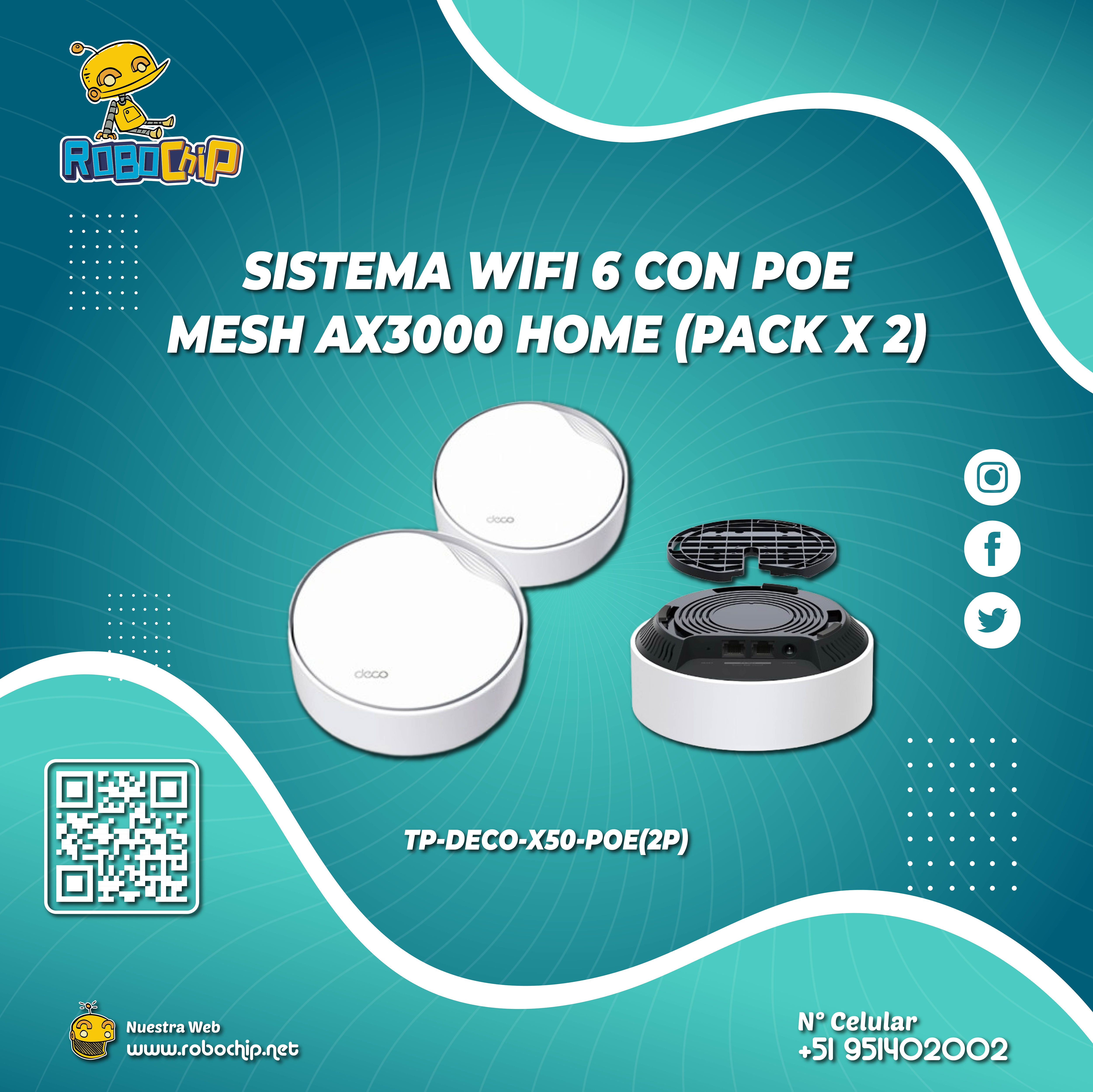 SISTEMA WIFI 6 CON POE MESH AX3000 HOME (PACK X 2)