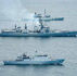 Indian and Pakistani naval vessels at sea