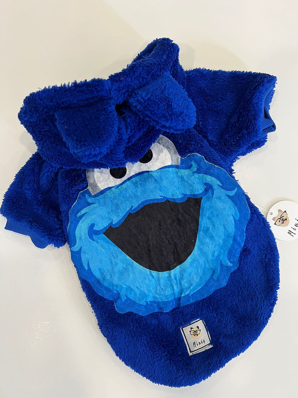 LACİVERT KULAKLI KAPŞONLU  BASKILI PELUŞ