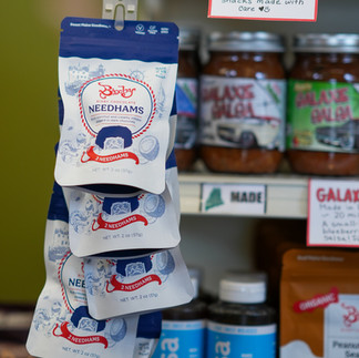 Local foods on the shelves at New Morning Natural Foods in Kennebunk, Maine.