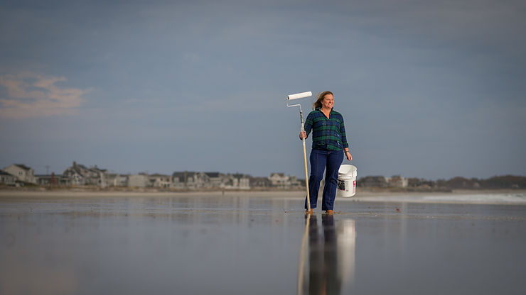 Kim Cochrane-Coleman, owner of Biddeford Painting poses on a Biddeford Beach on November 3, 2025.