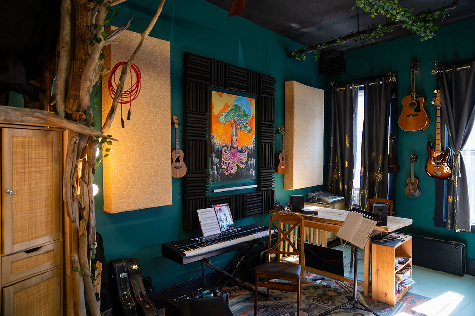 The upstairs audio room at Common Roots Studio in Biddeford, Maine by Nick Blunier