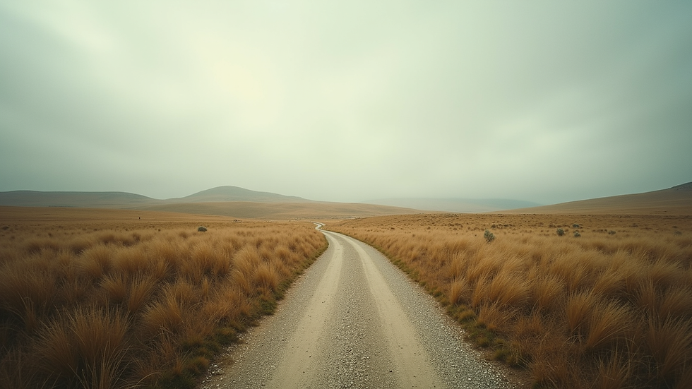 Eye-level view of a serene landscape with a winding path