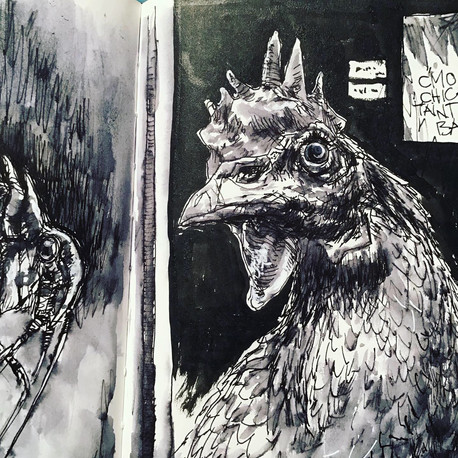 fountain pen sketch hen bruno schulte