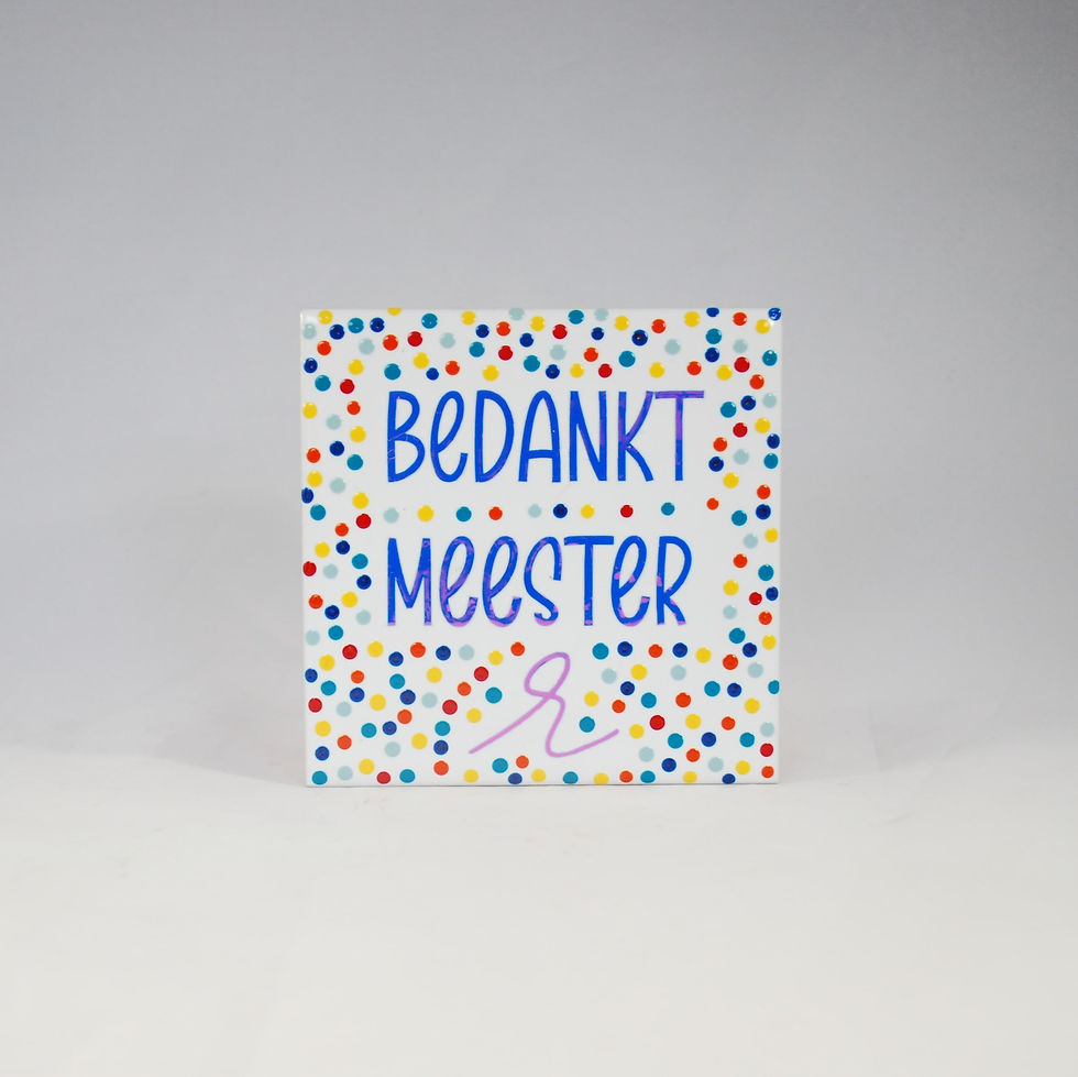 Tegeltje 'Bedankt meester' confetti
