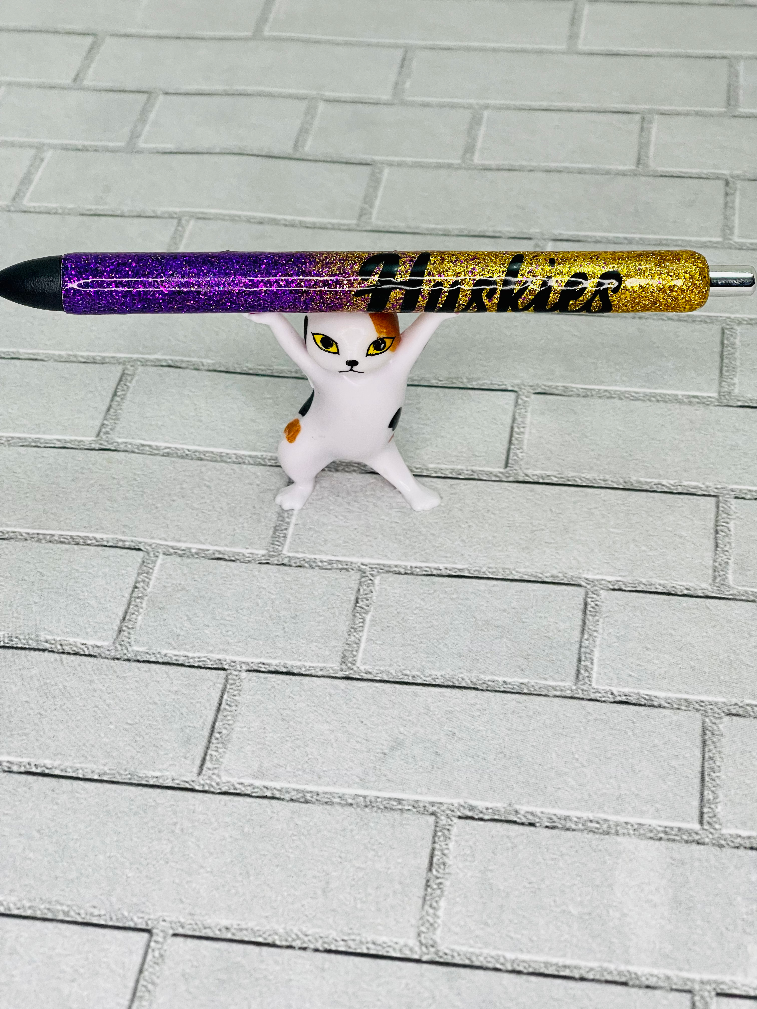 Huskies - Purple and Gold Glitter Pen