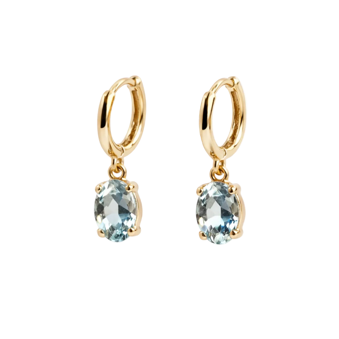 Topaz 8x6mm (4.50ctw) Huggie Hoop Drop Earrings