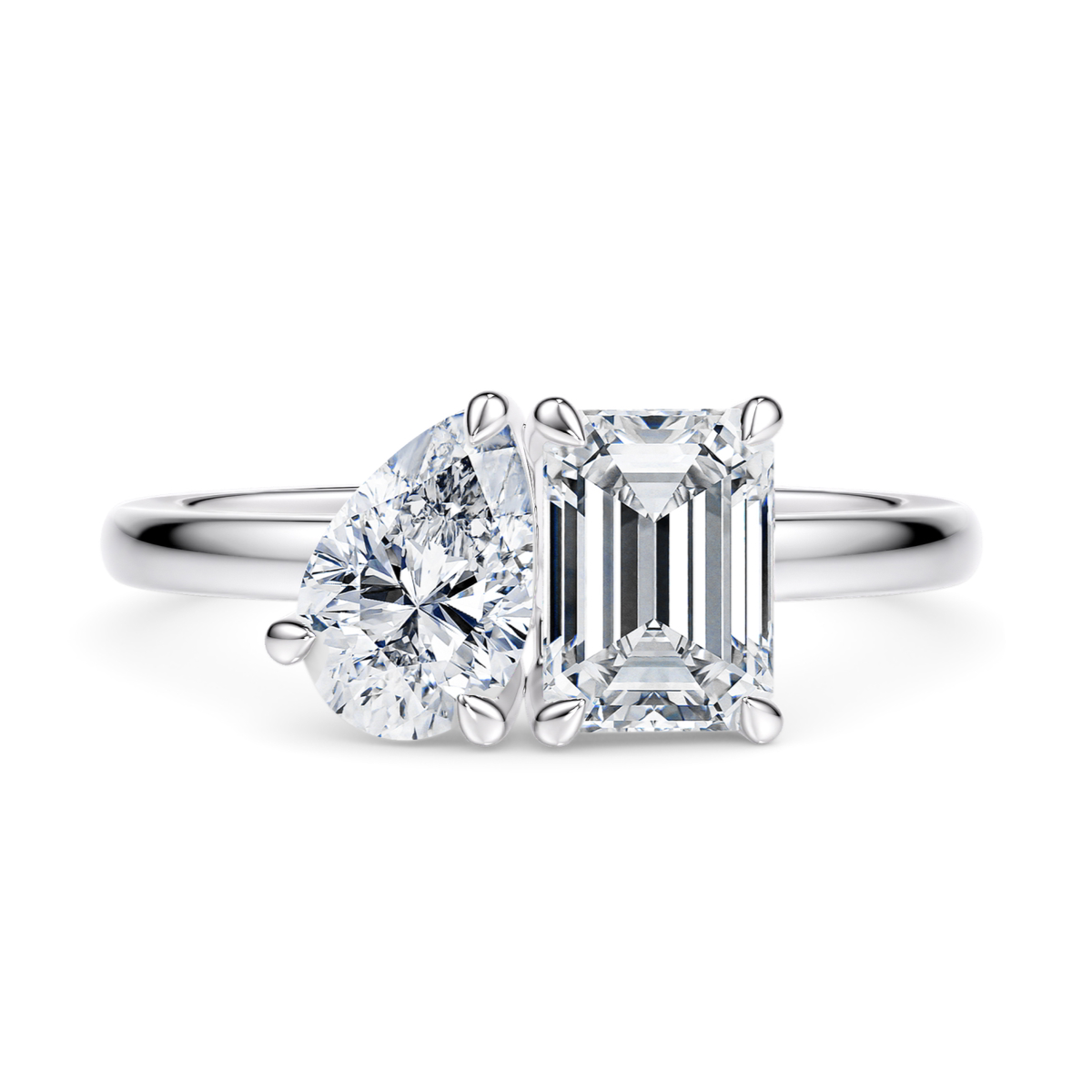Diamond Toi et Moi Ring 8x6mm (3ctw)