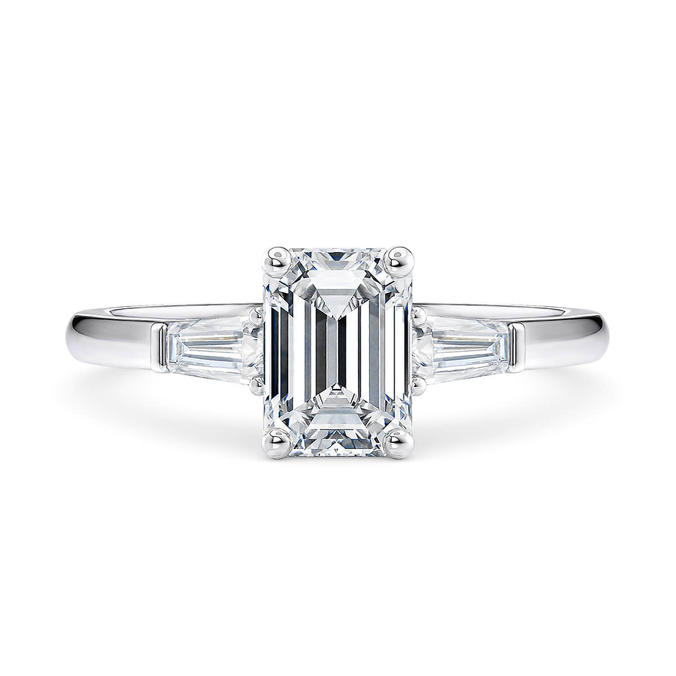Thumbnail: Diamond 9x7mm and 4x2mm (2.80ctw) Emerald-cut Three-Stone Ring