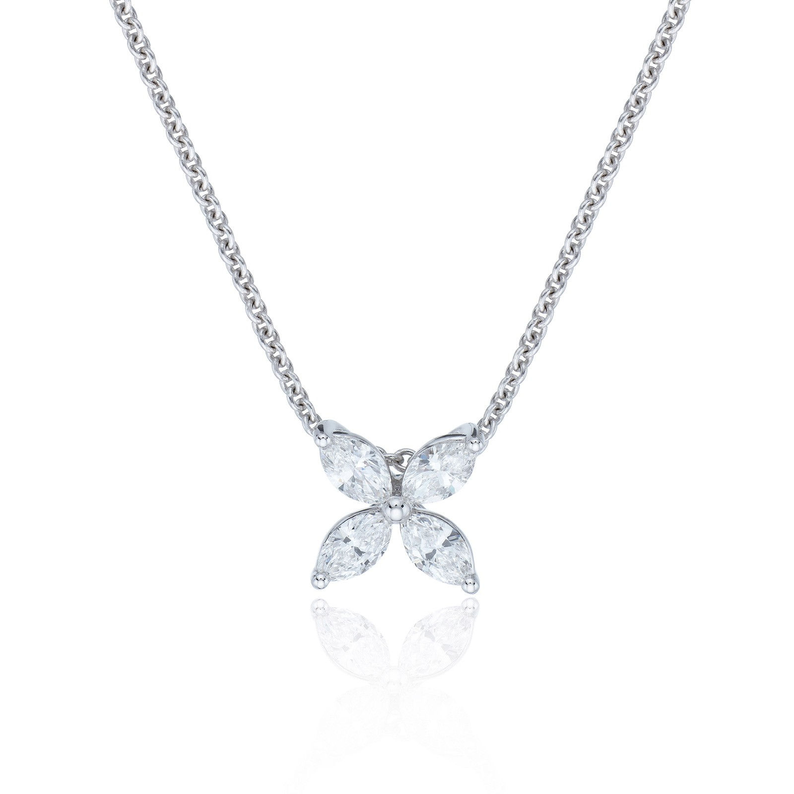 Cluster Marquise Colourless Moissanite Necklace 5x3mm (0.80ctw)