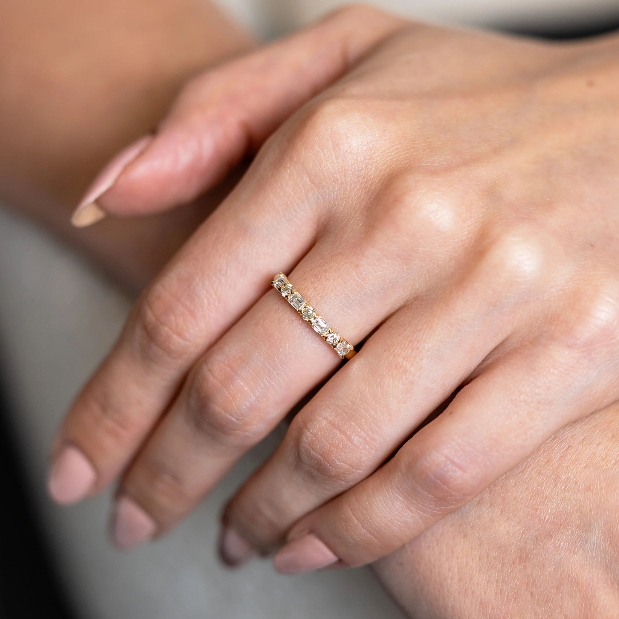 Colourless Diamond 2.5x3.8mm and 2.5mm (0.57ct) Mixed Cut Wedding Band