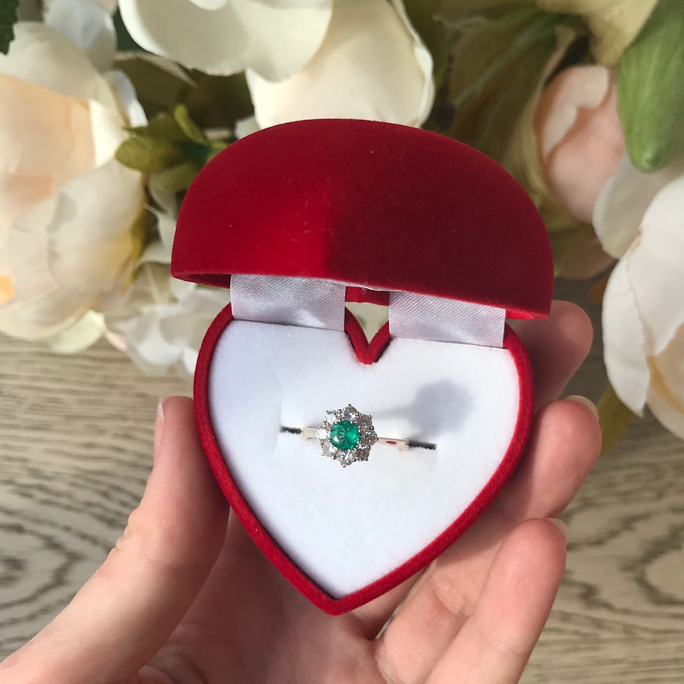 Thumbnail: Colombian Emerald 5mm (0.50ctw) & Colourless Diamond Halo Ring