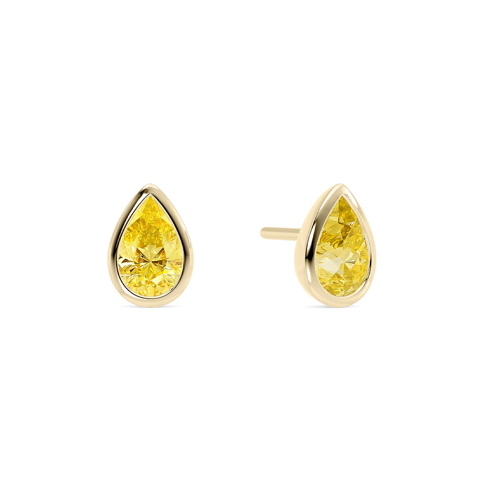 Thumbnail: Yellow Diamond 10x8mm (4.80ctw) Pear-shaped Bezel Stud Earrings
