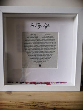 in my life Beatles song lyrics box framed