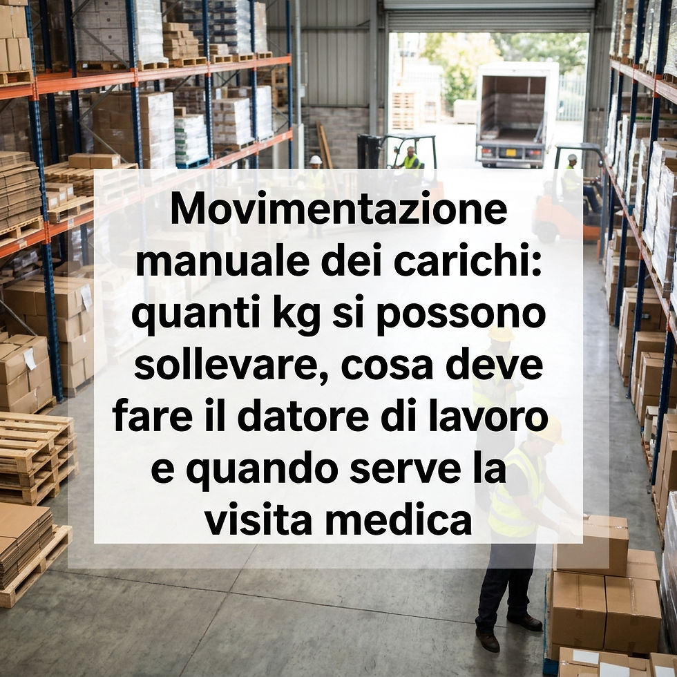 Movimentazione manuale dei carichi: quanti kg si possono sollevare, cosa deve fare il datore di lavoro e quando serve la visita medica