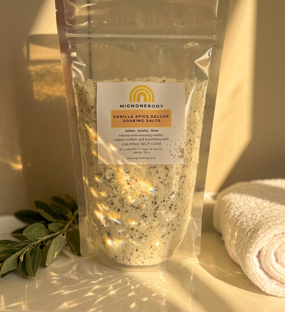 Thumbnail: MIGNONEBODY Deluxe Vanilla Spice Ritual Soaking Salts 780 g refill ritual pack with rooibos and oatmeal