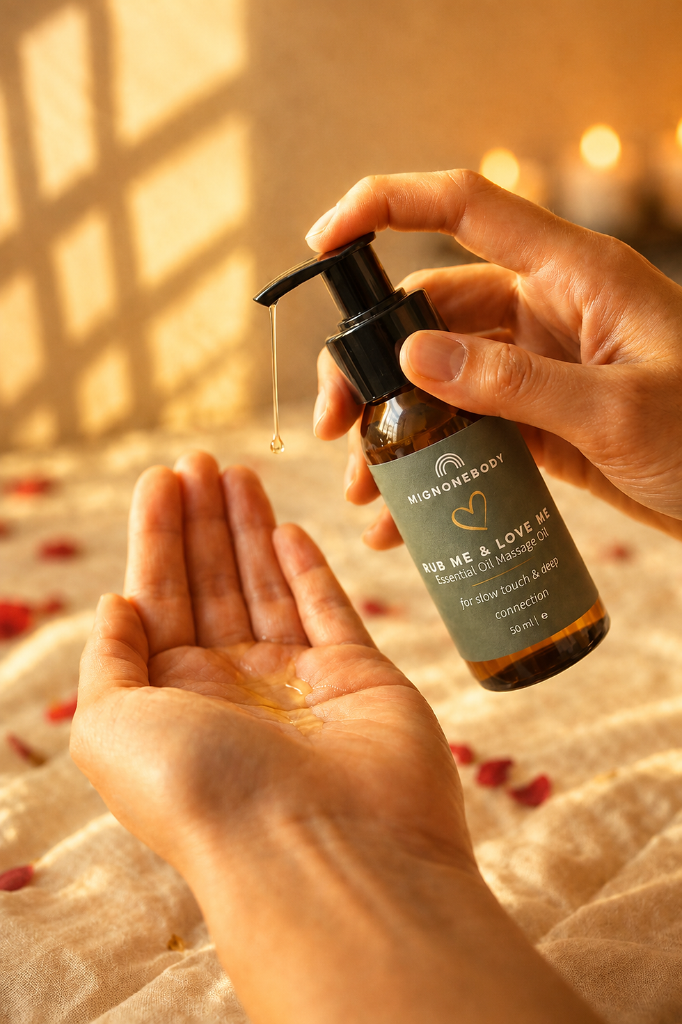 Thumbnail: MIGNONEBODY Rub Me & Love Me Ritual Massage & Body Oil being applied to the skin