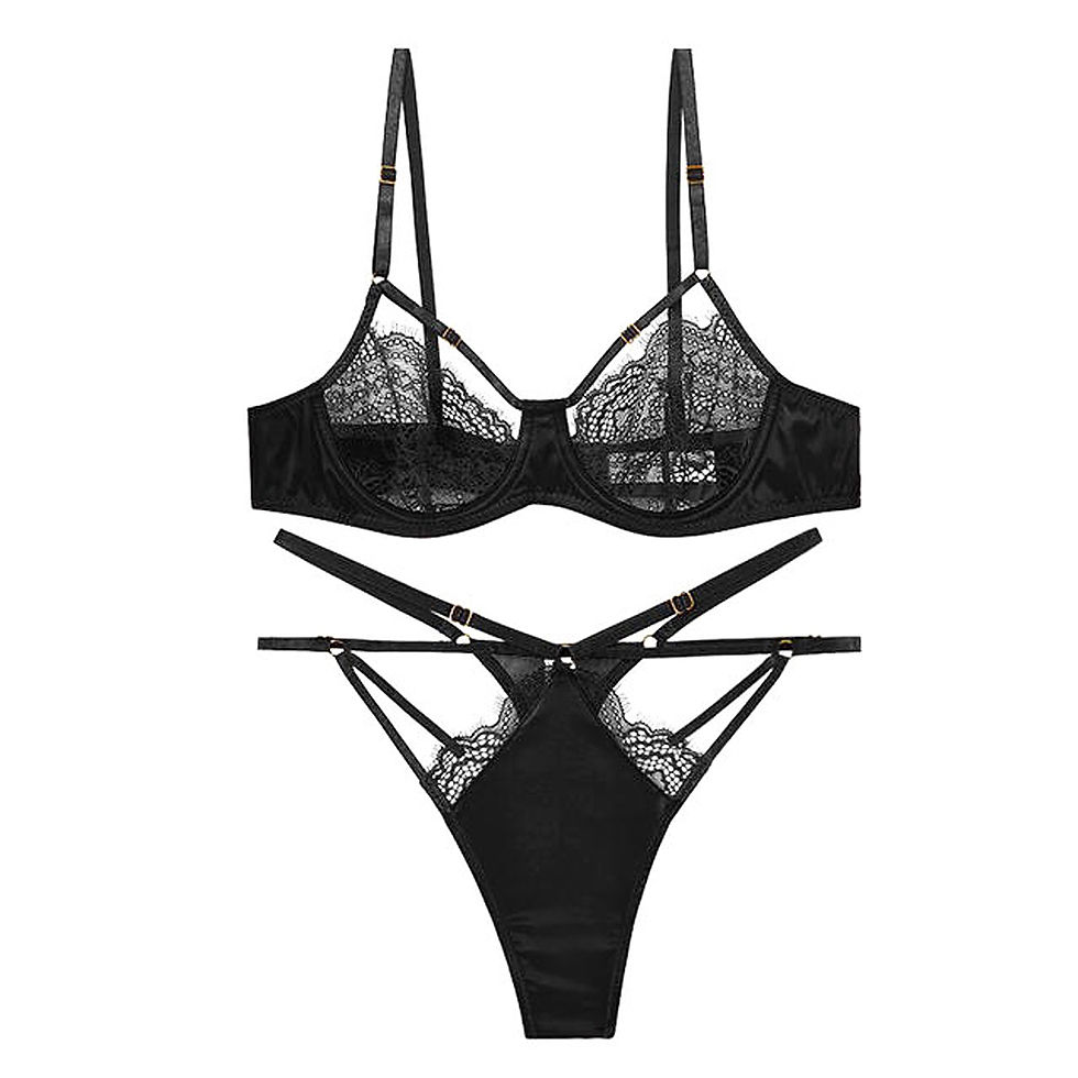Thumbnail: Amore Satin Strappy Bra and Thong Set SS21 Spring/Summer
