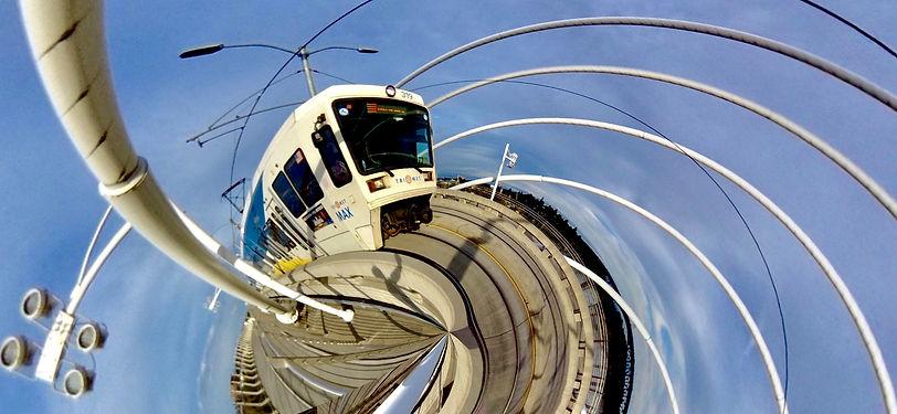 Photo of Tri-Met Max train with spiral photo effect