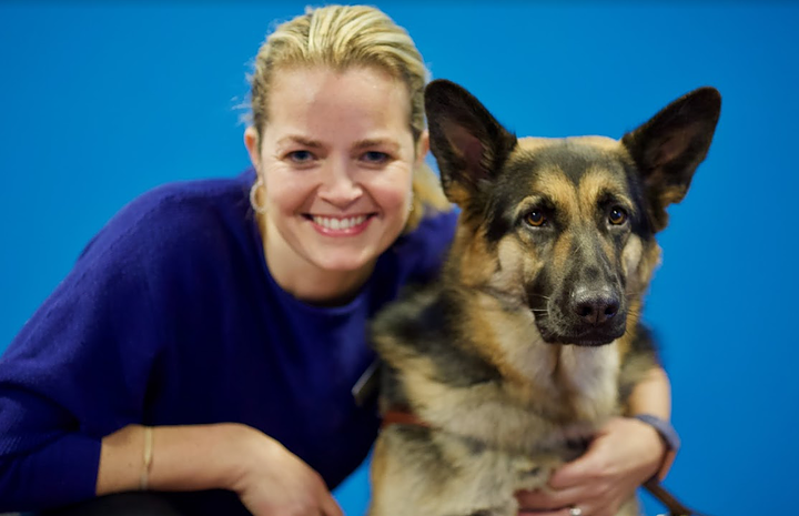 Headshot of Emily Purry and her guide dog, Bevy